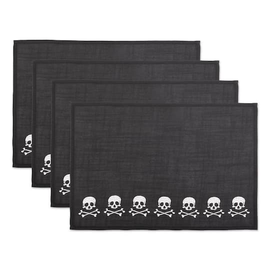DII&#xAE; Skulls Embroidered Placemats, 4ct.